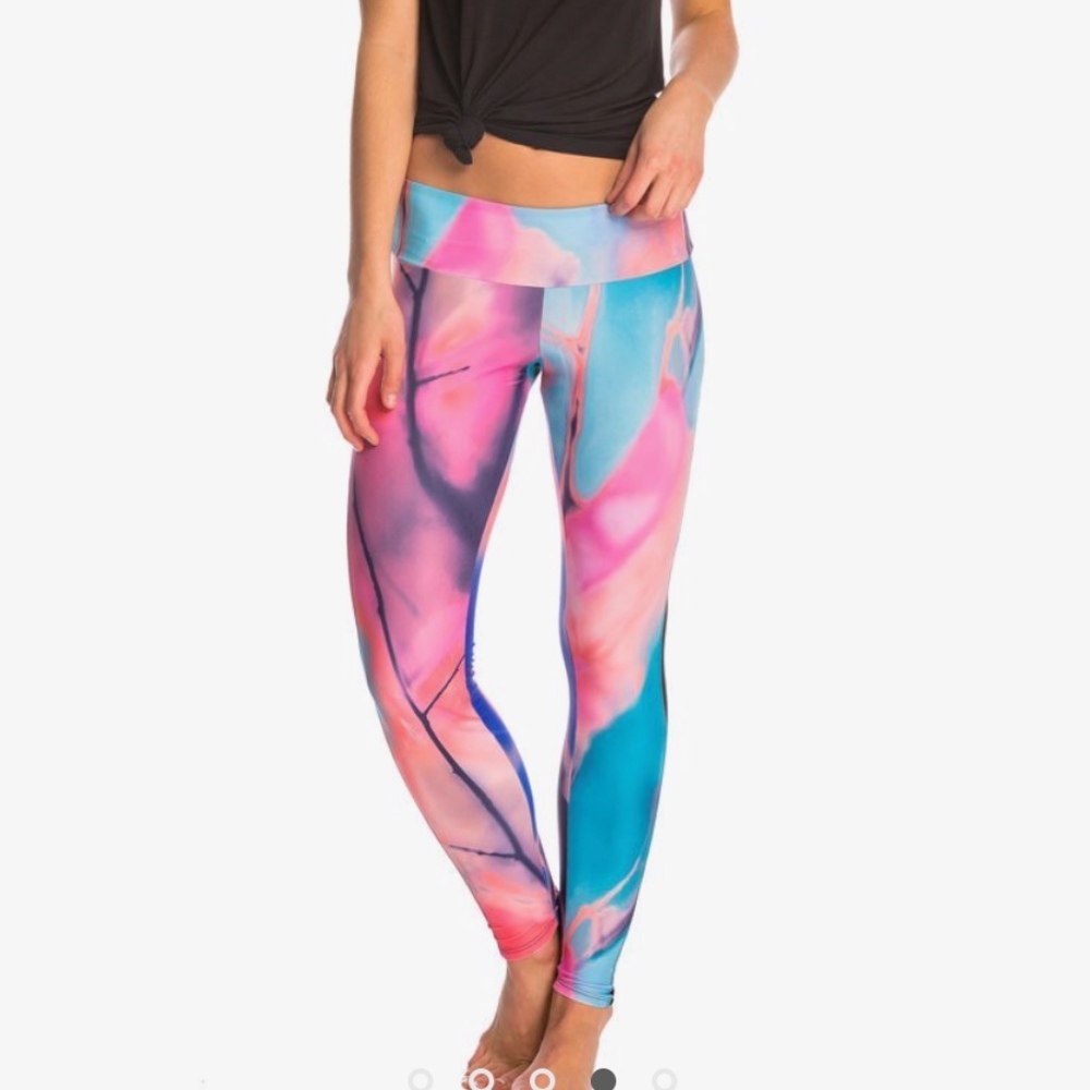 ONZIE Tuxedo Yoga Tie Dye Mesh Panel Leggings M/L